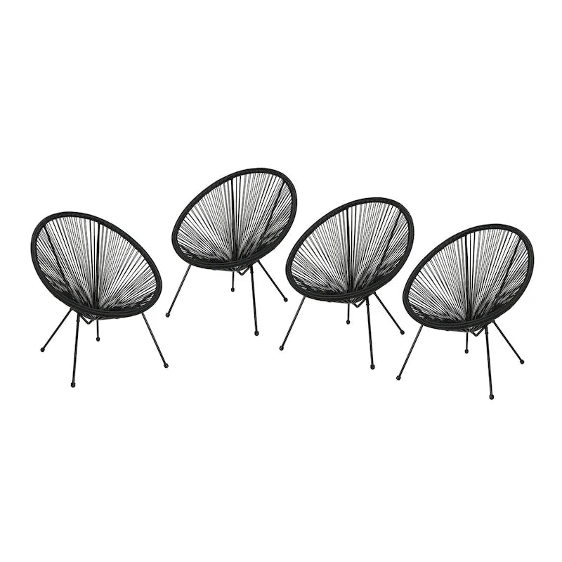 Sedia Anson in Acciaio/Rattan PE Intrecciato da Esterno (Set da 4) di Christopher Knight Home