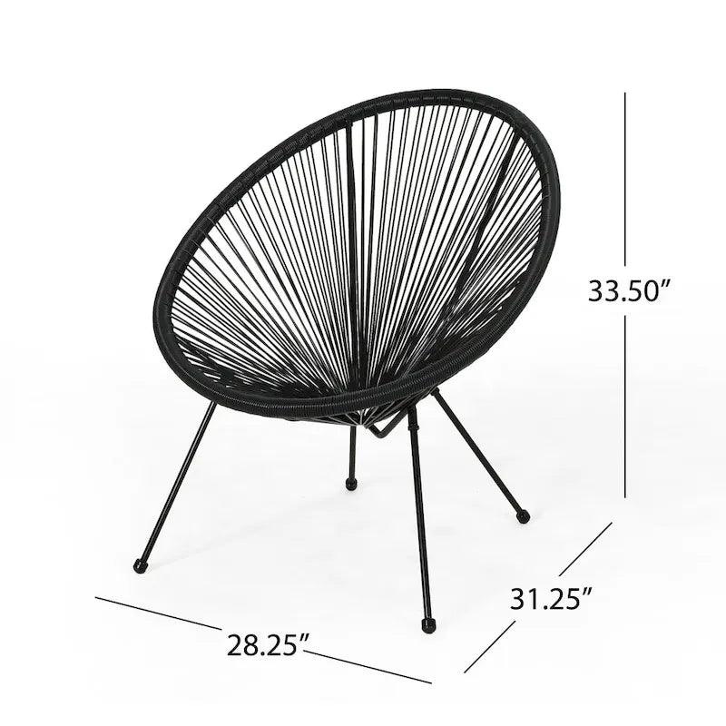 Sedia Anson in Acciaio/Rattan PE Intrecciato da Esterno (Set da 4) di Christopher Knight Home