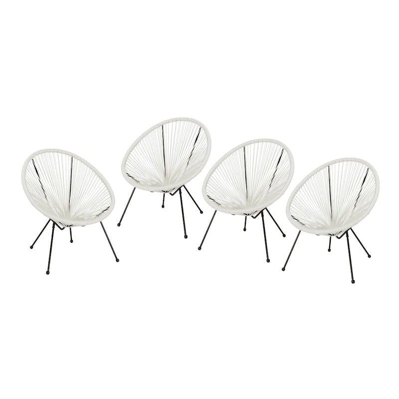 Sedia Anson in Acciaio/Rattan PE Intrecciato da Esterno (Set da 4) di Christopher Knight Home