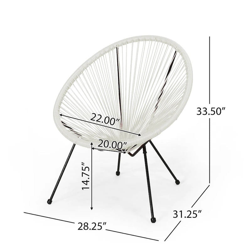 Sedia Anson in Acciaio/Rattan PE Intrecciato da Esterno (Set da 4) di Christopher Knight Home
