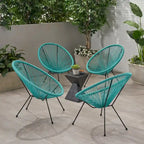 Sedia Anson in Acciaio/Rattan PE Intrecciato da Esterno (Set da 4) di Christopher Knight Home