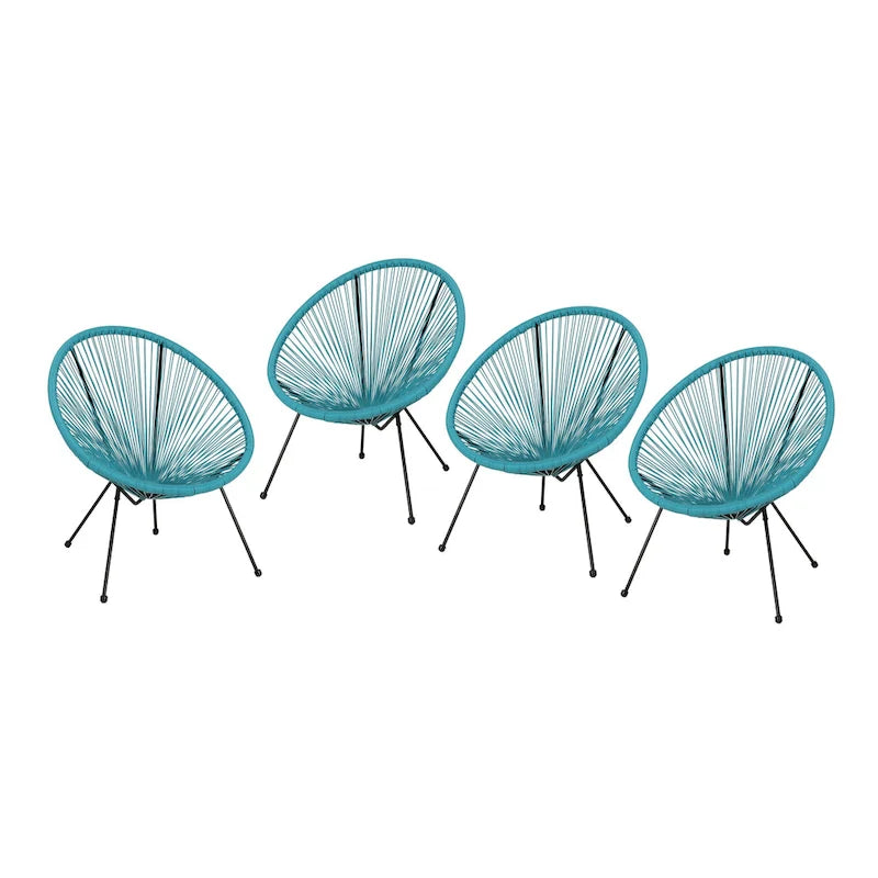 Sedia Anson in Acciaio/Rattan PE Intrecciato da Esterno (Set da 4) di Christopher Knight Home