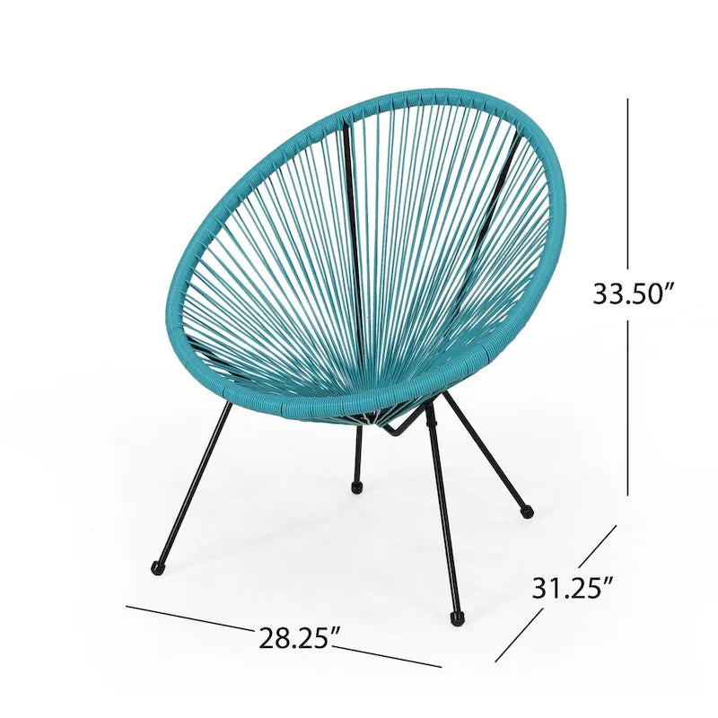 Sedia Anson in Acciaio/Rattan PE Intrecciato da Esterno (Set da 4) di Christopher Knight Home