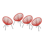 Sedia Anson in Acciaio/Rattan PE Intrecciato da Esterno (Set da 4) di Christopher Knight Home