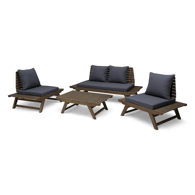 Set da conversazione da esterno in 4 pezzi Sedona in legno di acacia di Christopher Knight Home