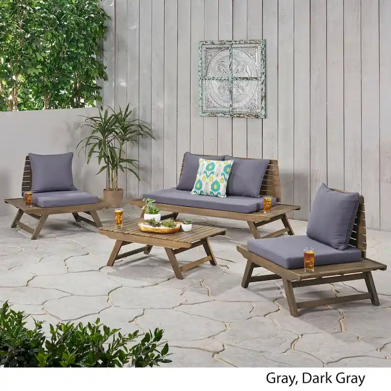 Set da conversazione da esterno in 4 pezzi Sedona in legno di acacia di Christopher Knight Home