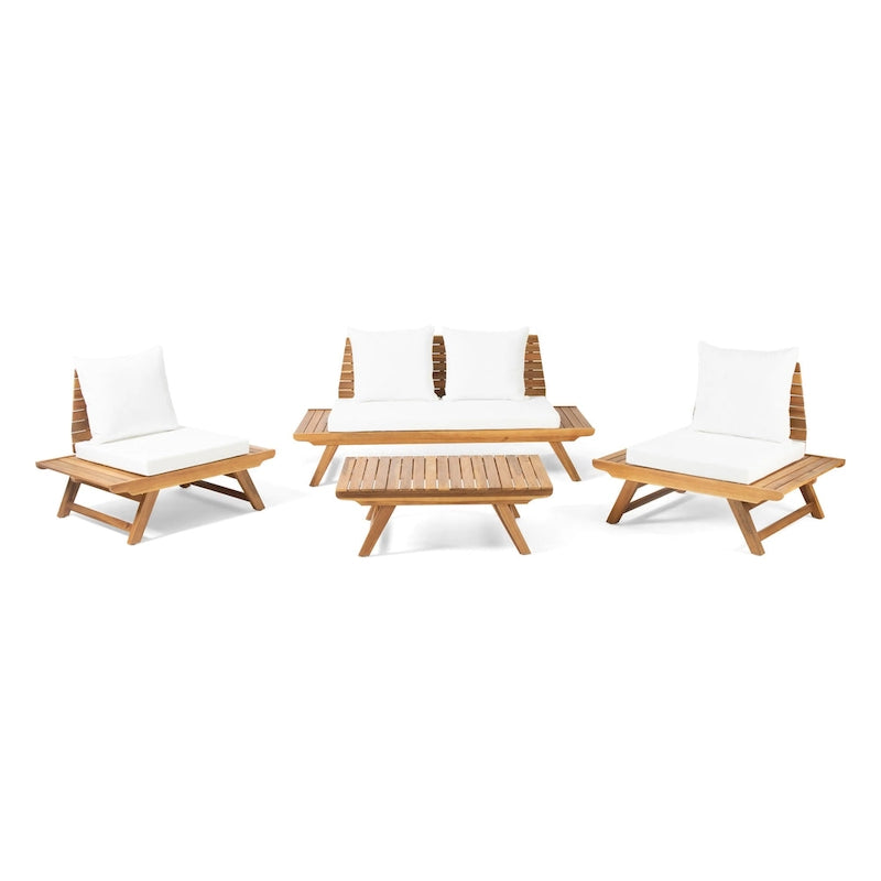 Set da conversazione da esterno in 4 pezzi Sedona in legno di acacia di Christopher Knight Home