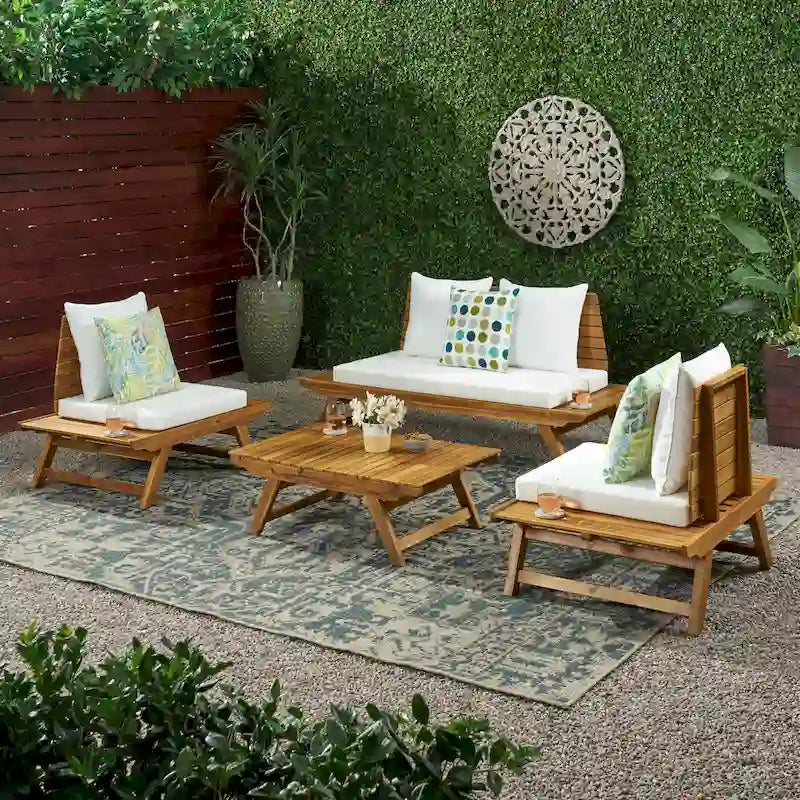 Set da conversazione da esterno in 4 pezzi Sedona in legno di acacia di Christopher Knight Home