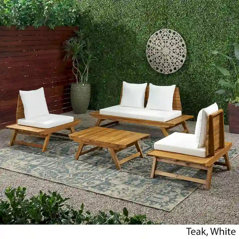 Set da conversazione da esterno in 4 pezzi Sedona in legno di acacia di Christopher Knight Home