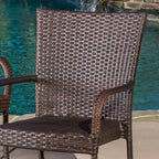 Christopher Knight Home Littleton Set da conversazione da esterno 3 pezzi in vimini con sedie impilabili - N/D