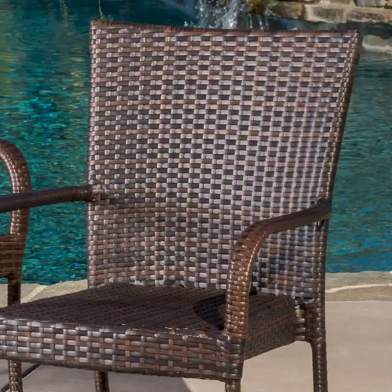 Christopher Knight Home Littleton Set da conversazione da esterno 3 pezzi in vimini con sedie impilabili - N/D
