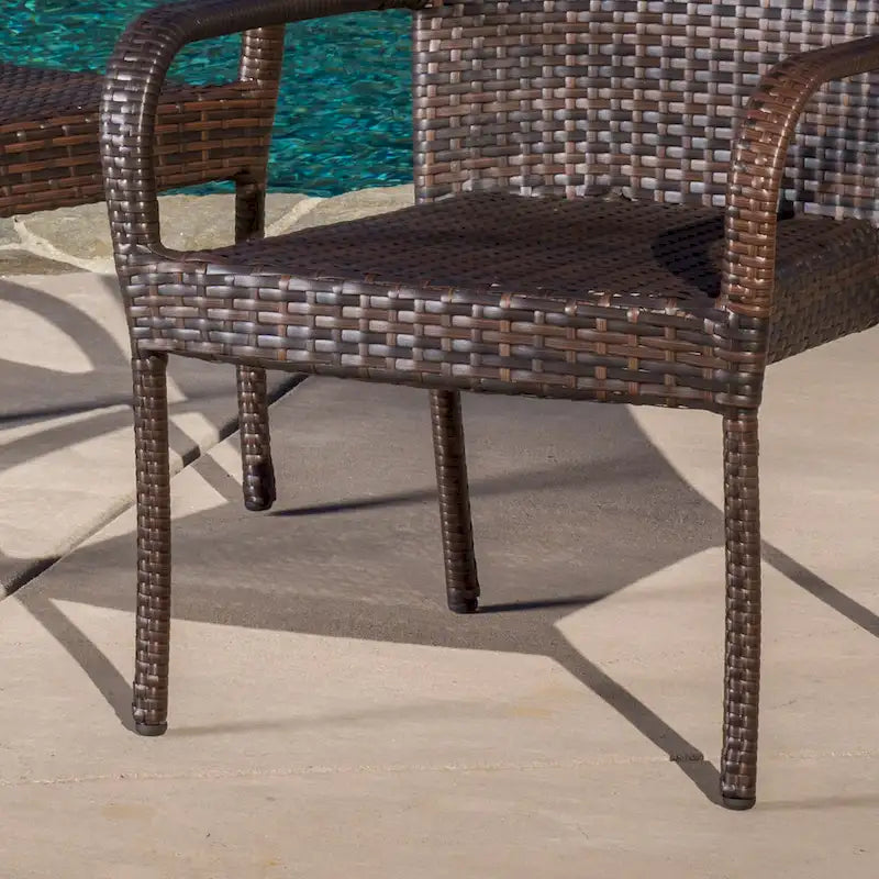Christopher Knight Home Littleton Set da conversazione da esterno 3 pezzi in vimini con sedie impilabili - N/D