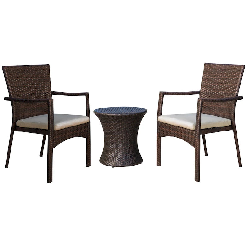 Christopher Knight Home Littleton Set da conversazione da esterno 3 pezzi in vimini con sedie impilabili - N/D