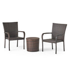 Christopher Knight Home Littleton Set da conversazione da esterno 3 pezzi in vimini con sedie impilabili - N/D