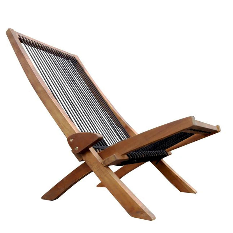 sedia pieghevole in legno con corda