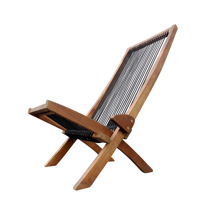 sedia pieghevole in legno con corda