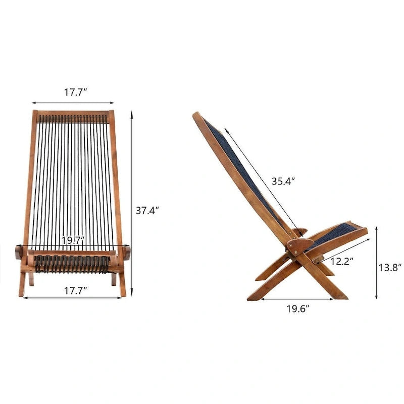 sedia pieghevole in legno con corda