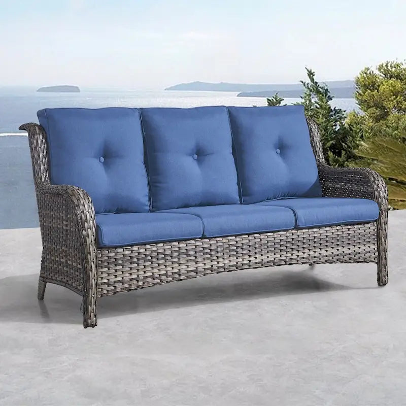 Gymojoy Divano a 3 Posti in Rattan da Esterno Set Divano da Giardino