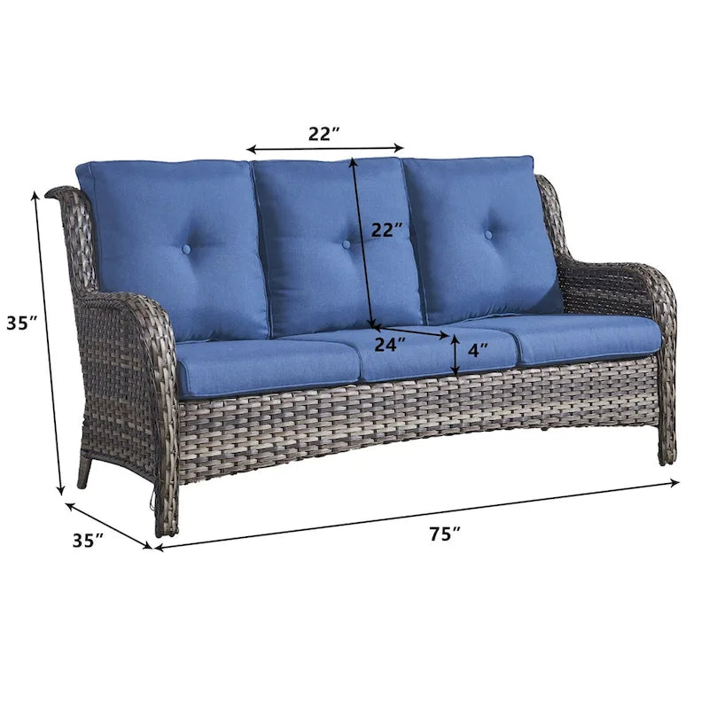 Gymojoy Divano a 3 Posti in Rattan da Esterno Set Divano da Giardino