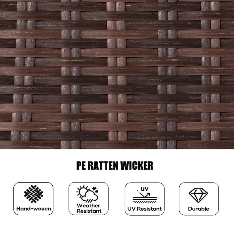Abrihome - Set da pranzo da esterno in 5 pezzi in vimini marrone scuro con tavolo quadrato in rattan con braciere a gas