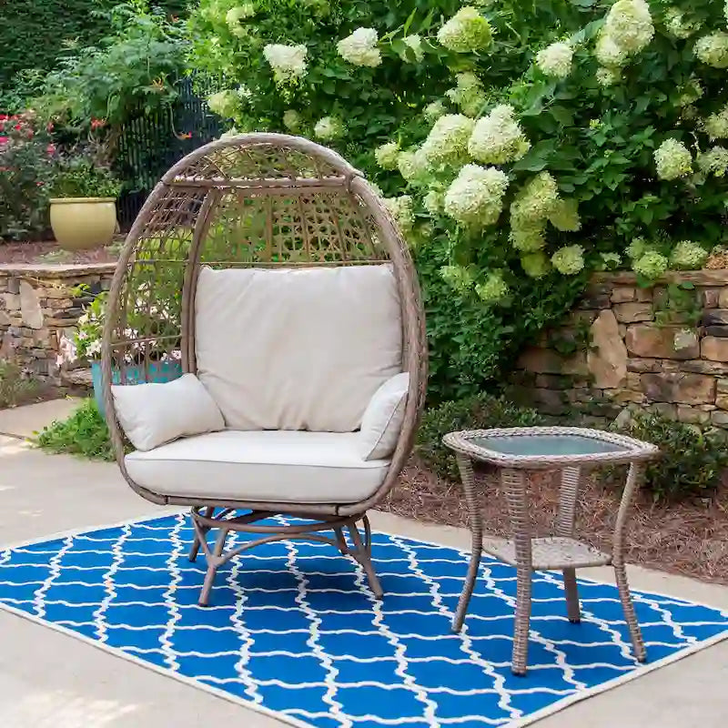 Rio Vista Sandstone Swivel Egg Chair Set with Side Table (2-Piece)