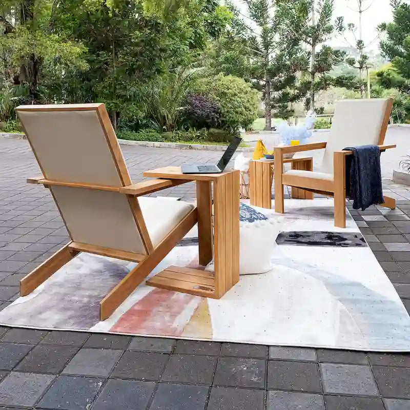 Sedia Adirondack moderna imbottita in legno di teak Napa Cambridge Casual