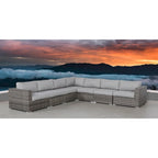 LSI 7 Piece Rattan Sectional Seating Group with Cushions