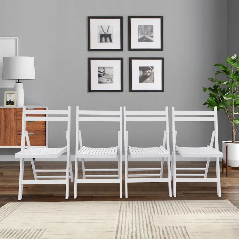 White Wood Folding Chair Set of 4