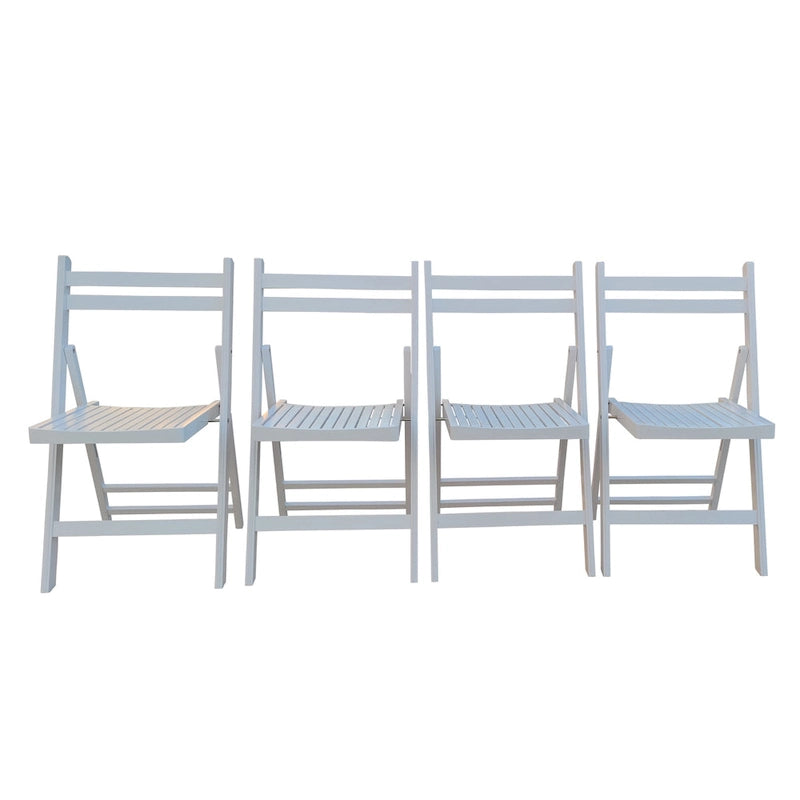 Set di 4 sedie pieghevoli in legno bianco