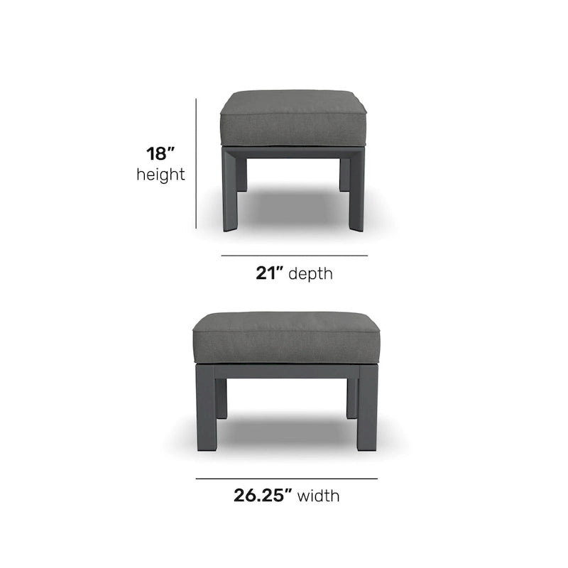 Pouf Grayton Gray in Alluminio - 26 x 18 x 21