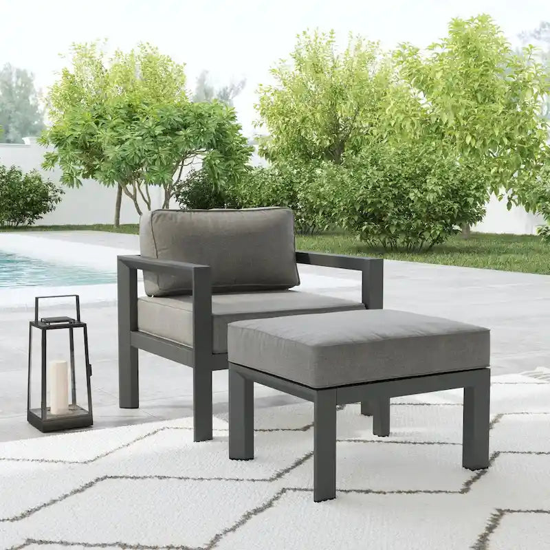 Pouf Grayton Gray in Alluminio - 26 x 18 x 21