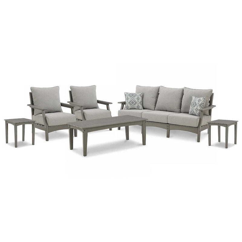 Signature Design by Ashley Visola Gray 6-Piece Outdoor Package - 80W x 33D x 37H