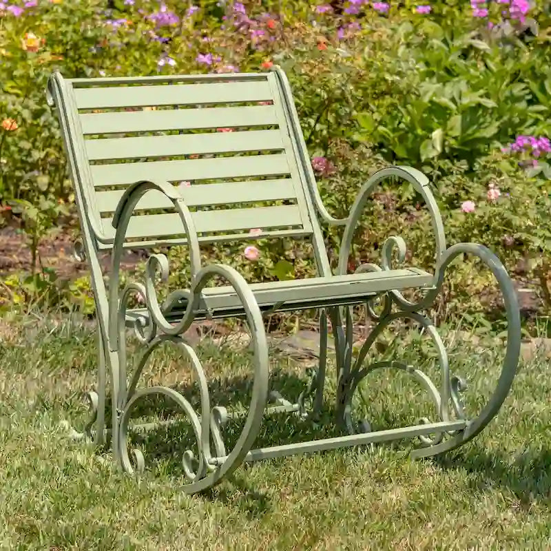 Sedia a dondolo in ferro Monte Carlo 1968, verde antico - 24,5 L x 42 P x 36,5 A