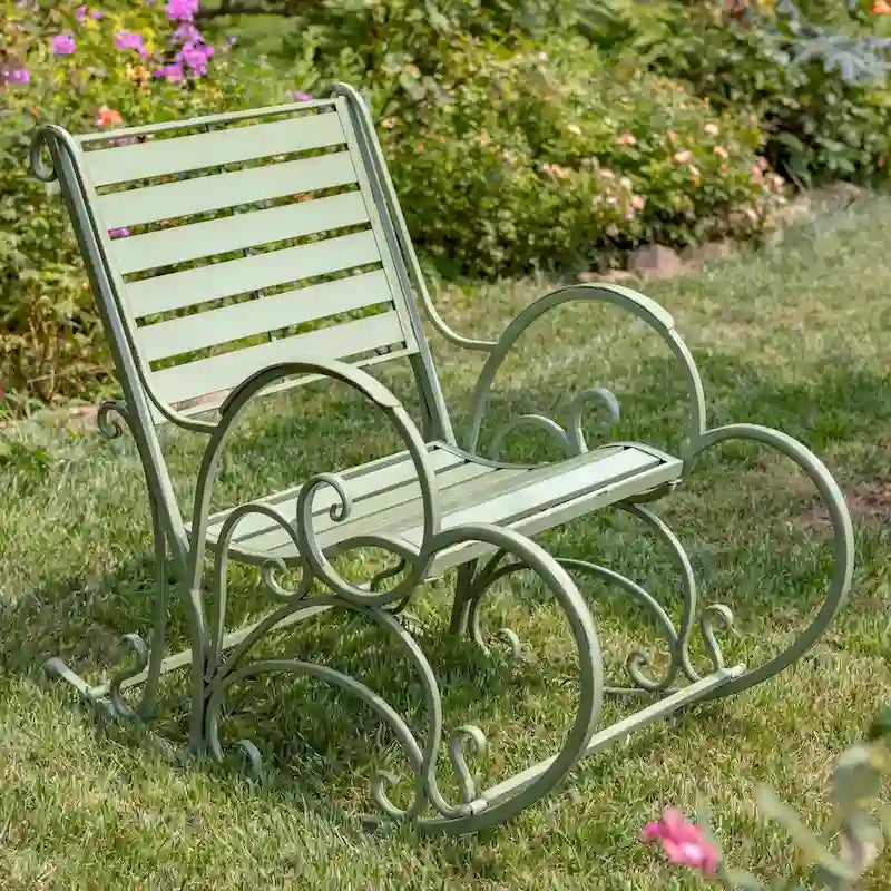 Sedia a dondolo in ferro Monte Carlo 1968, verde antico - 24,5 L x 42 P x 36,5 A