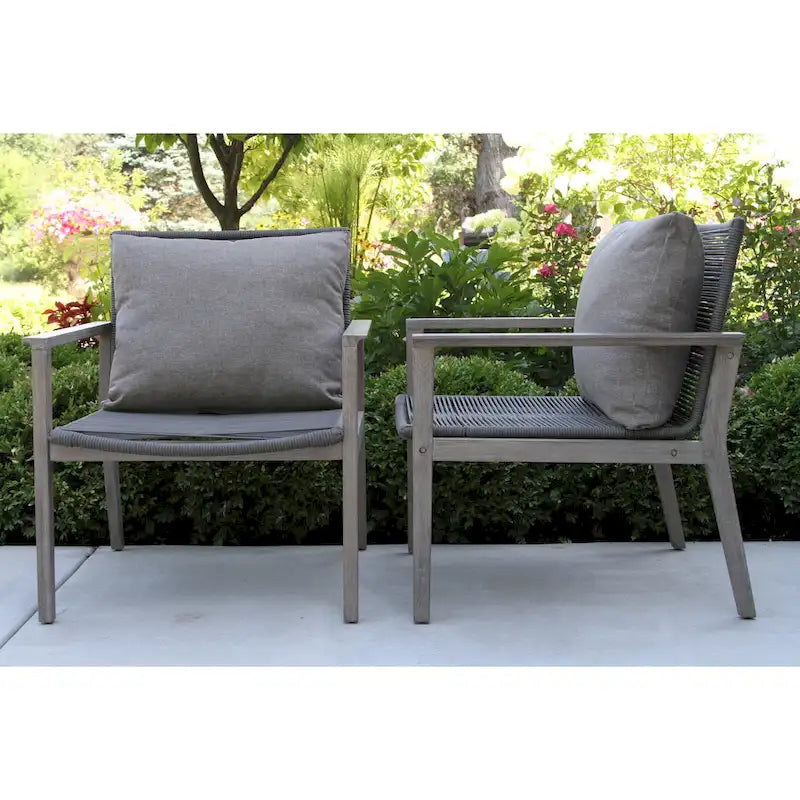 Sedie a sdraio Contessa Grey Wash e Rope, conf. da 2