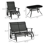 Set da Giardino Outsunny 4 Pezzi, Set di Mobili da Esterno con Panchina a Dondolo a 2 Posti, Sedia Sospesa Singola e Tavolino da Caffè