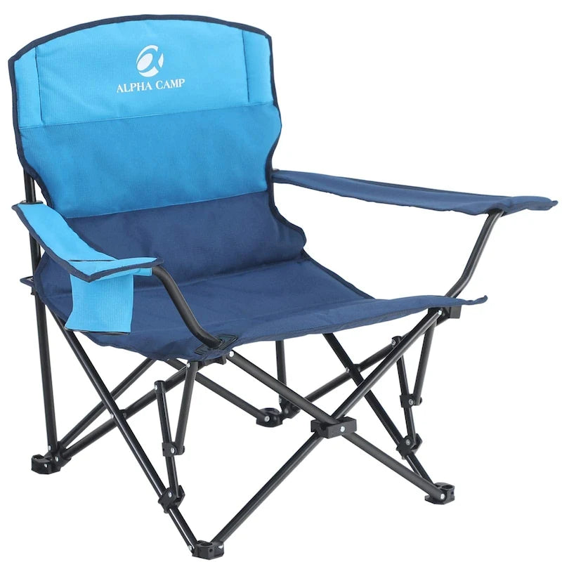Sedia da campeggio pieghevole portatile con struttura in acciaio rinforzato, capacità 136 kg