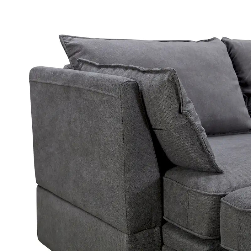 Divano letto convertibile con chaise longue reversibile per soggiorno