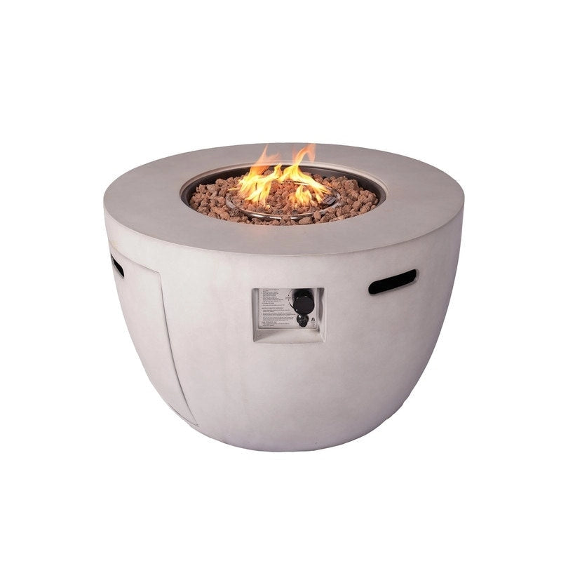 Set da esterno 9 pezzi con divano letto in vimini e tavolo braciere in cemento