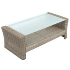 Set di mobili da giardino, salotto da esterno a 4 pezzi in vimini sintetico resistente alle intemperie con pouf e cuscini