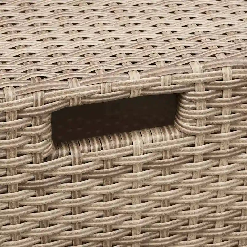 Set di mobili da giardino, salotto da esterno a 4 pezzi in vimini sintetico resistente alle intemperie con pouf e cuscini