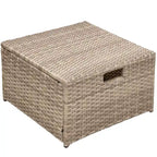 Set di mobili da giardino, salotto da esterno a 4 pezzi in vimini sintetico resistente alle intemperie con pouf e cuscini