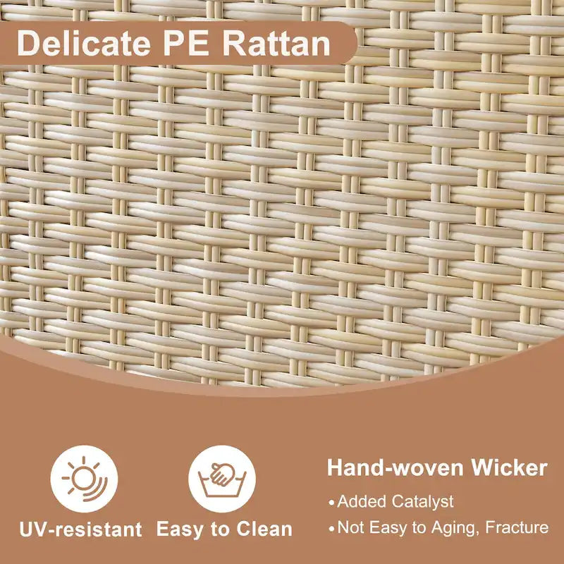 HOOOWOOO Set da conversazione da esterno in rattan e vimini da 8 pezzi con tavolo multifunzionale con braciere