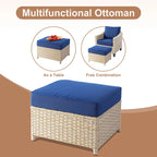 HOOOWOOO Set da conversazione da esterno in rattan e vimini da 8 pezzi con tavolo multifunzionale con braciere