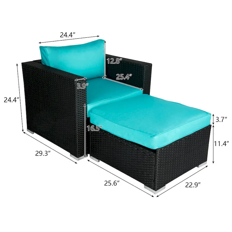 Set Patio con sedie in vimini e poggiapiedi Kwan Havenside Home