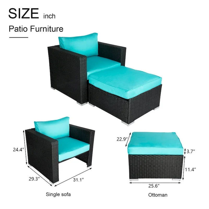 Set Patio con sedie in vimini e poggiapiedi Kwan Havenside Home