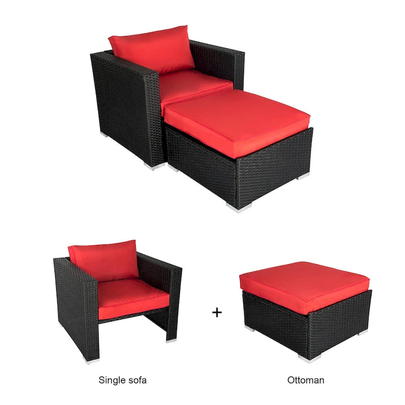 Set Patio con sedie in vimini e poggiapiedi Kwan Havenside Home