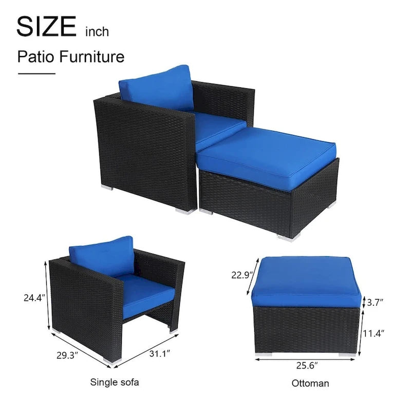Set Patio con sedie in vimini e poggiapiedi Kwan Havenside Home