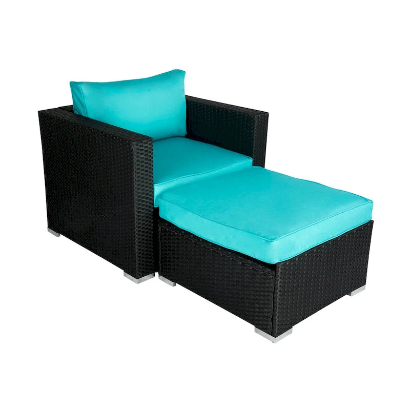 Set Patio con sedie in vimini e poggiapiedi Kwan Havenside Home