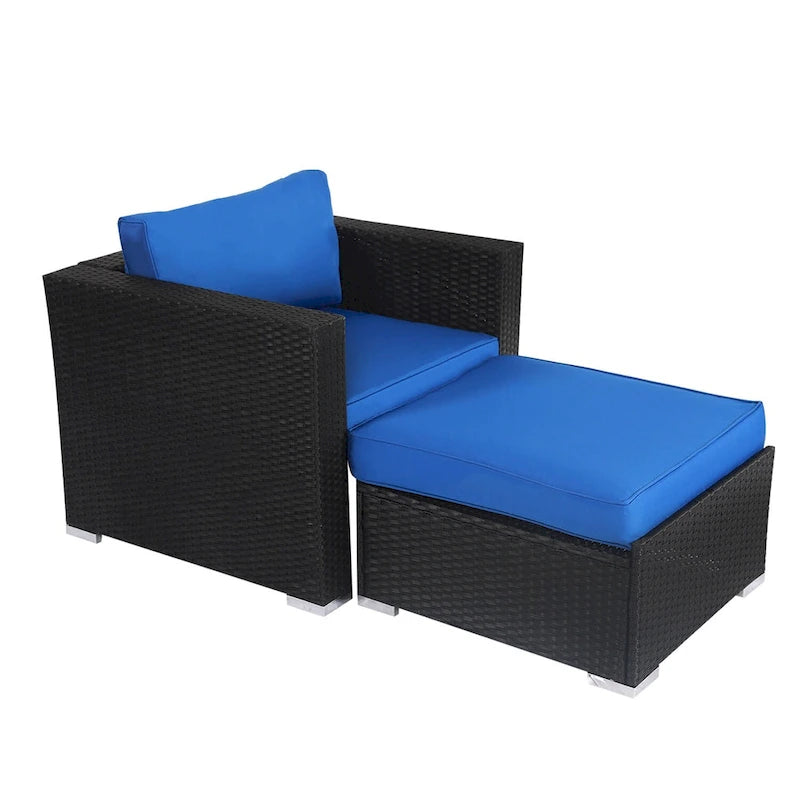 Set Patio con sedie in vimini e poggiapiedi Kwan Havenside Home